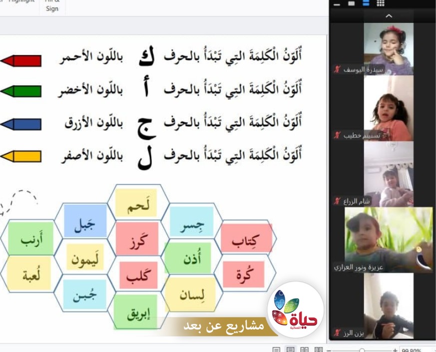 جانب من دروس أطفالنا في رياض المعرفة